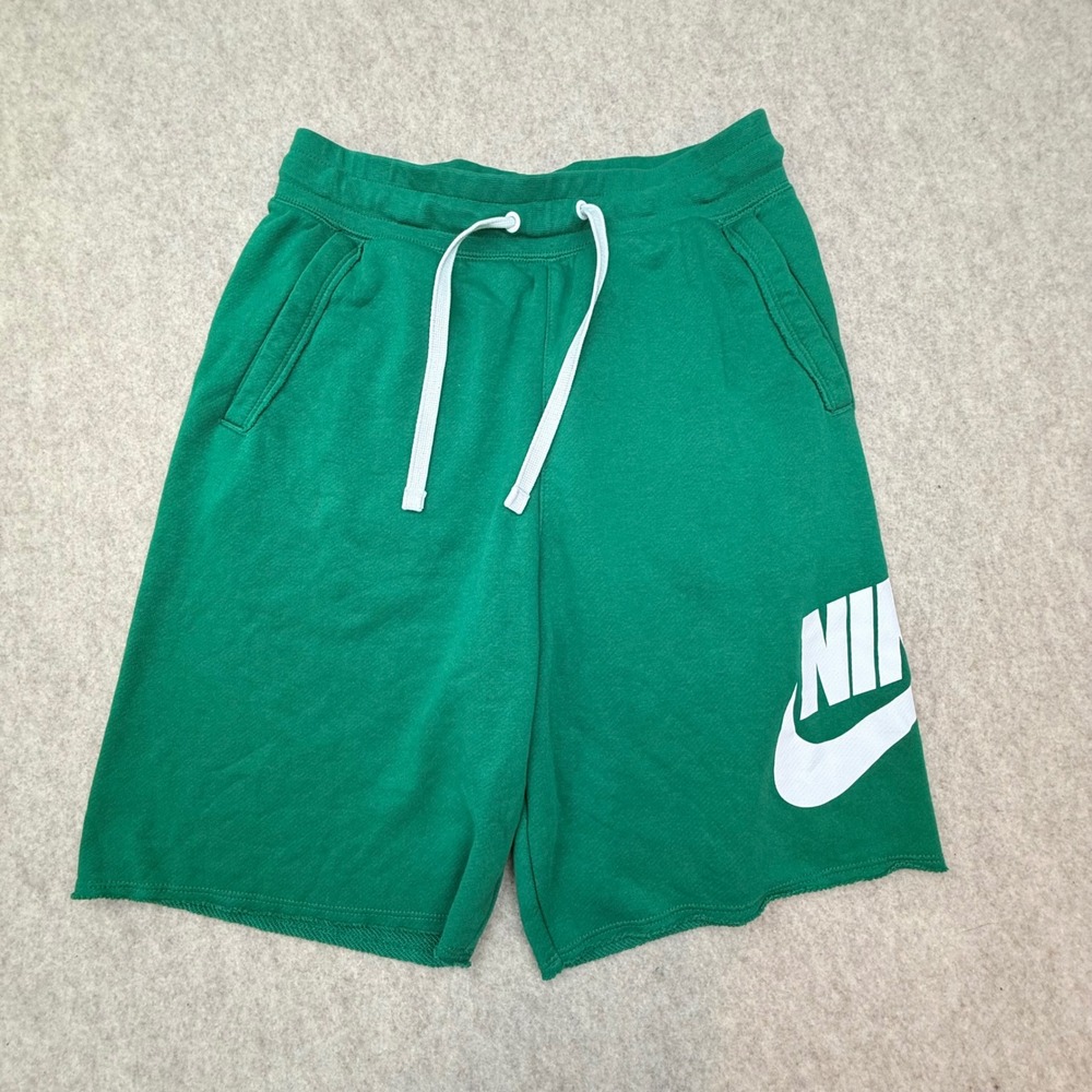 Nike Sportswear Mens Green French Terry Futura Logo Shorts Small AR2375-365
